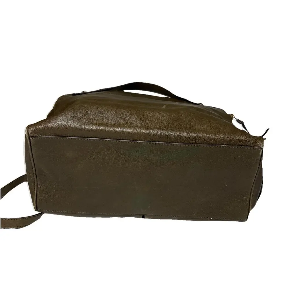 BANANA REPUBLIC Leather Large Duffle North/South Tote Dark Olive Green 2015 - Picture 11 of 16